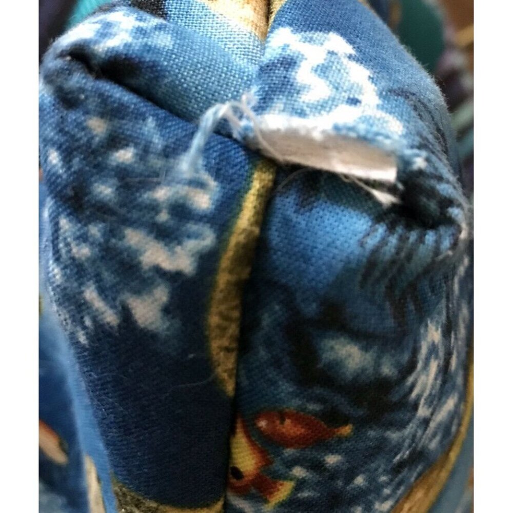 Colorful Sea Turtles Fish Cotton Shoulder Handbag 11" X 9" Blue Green Teal Ocean - Picture 8 of 9